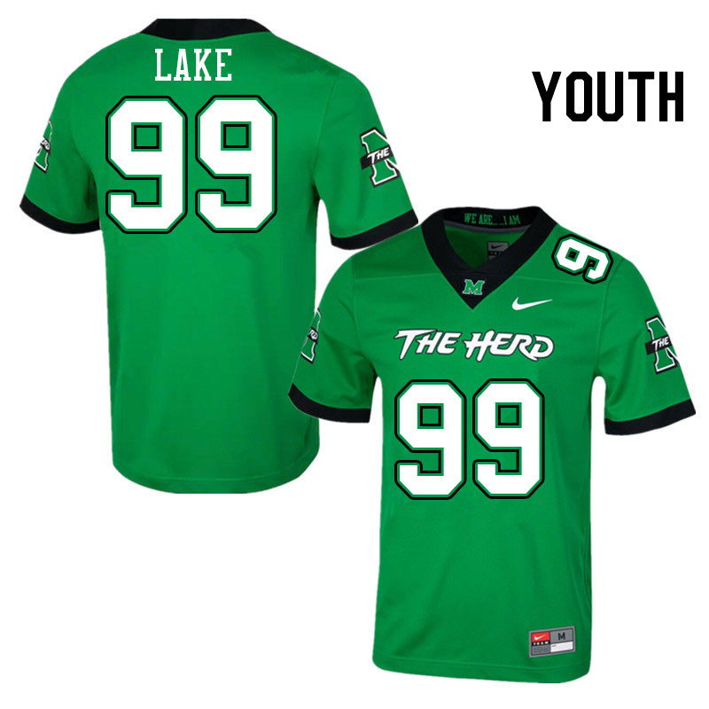 Youth #99 Kameron Lake Marshall Thundering Herd College Football Jerseys Stitched Sale-Green